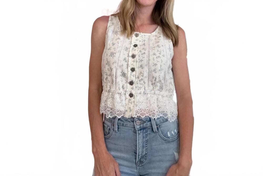 NEW POL daisy lane lace tank top in white multi